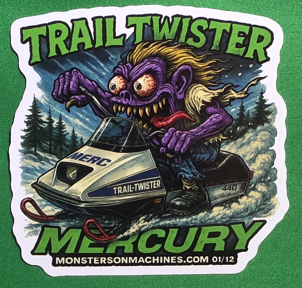 Mercury Trail Twister 440 Snowmobile 9x9cm Vinyl Sticker Powder Psycho 1 of 12 - Image 2 of 4