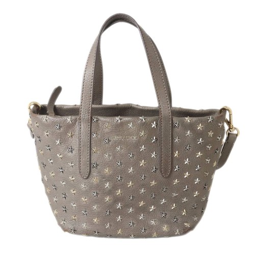 Jimmy Choo Mini Sara Stars 2Way Handbag Leather Gray
