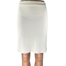 Zara Women's White High Waisted Back Zip Knit Pencil Mini Slip Skirt Size S