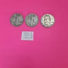 Walking Liberty Franklin Half Dollars 1942-S, 1947-D, 1952-P Circ. 90% Silver