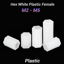 Gewindemuffe Sechskant M2 bis M5 Verbindungsmutter Distanzmutter Kunststoff Weiß