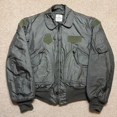 Vtg 90s Alpha Industries CWU-45/P Bomber Jacket Medium Green Cold Weather Flyers