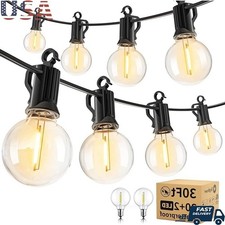 Outdoor String Lights 30FT G40 Bulbs Waterproof Connectable Patio Lighting New