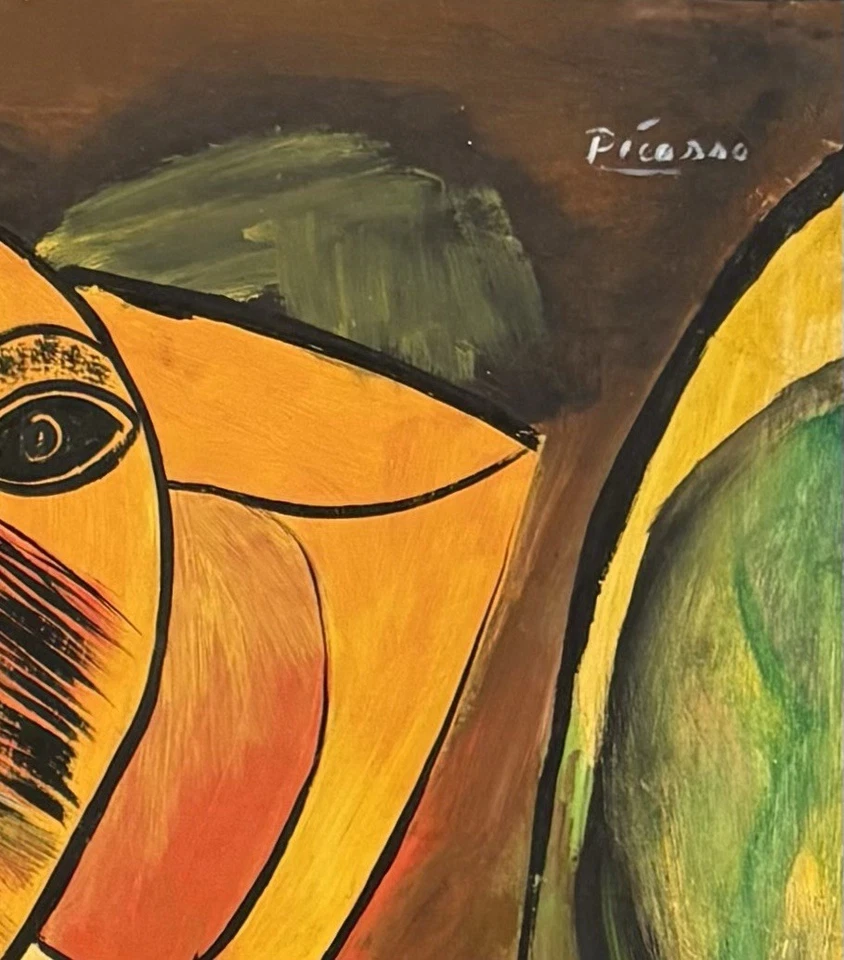 Arte atribuido firmado a mano Pablo Picasso 1881-1973 medios mixtos sobre papel Foto 4 de 4
