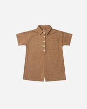 Rylee Cru Collared Button Romper Camel One-Piece 6-7 Years