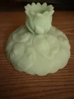 VTG Fenton Lime Green Satin Uranium Glass "Water Lily" Candle Holder- Glow