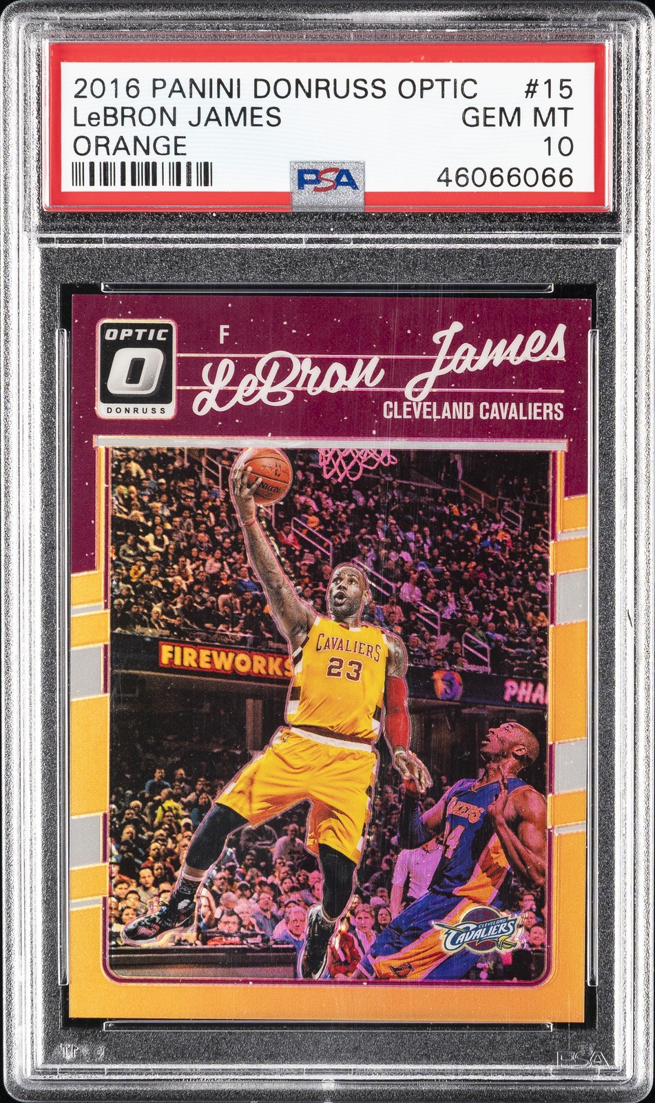 2016 PANINI DONRUSS OPTIC ORANGE #15 LEBRON JAMES #/199 PSA 10