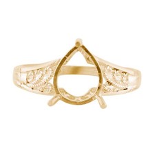 Semi Mount 8x10MM Pear Shape Faceted Ring Sterling Silver Jewelry