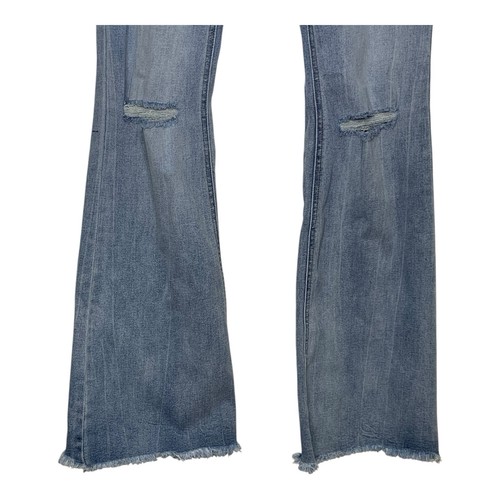 Tinseltown NWT 9 Junior Blue Hi-rise Flare Curvy Raw Hem Jeans #1886D - Picture 5 of 18