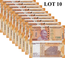 India 200 Rupees 2020 P 113 UNC 1/10 Bundle Lot 10 pcs