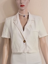 Angel Cream Short Sleeve Cropped Blazer