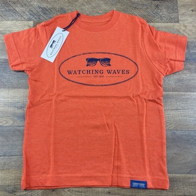 Watching Waves Size Medium Youth Orange Tee Shirt Top Private Selection Apparel
