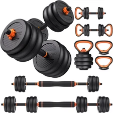 Adjustable Dumbbells, 20/30/40/45/70/90Lbs Free Weight Set with Connector, 5 In1