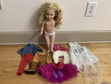 My Life as 18" Poseable Doll and Outfit Bundle; Doll, 3 Outfits and Accessories