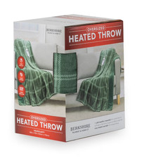 Berkshire Oversized Heated Throw with Auto Shut Off, 60"x70", Green