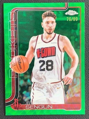 Alperen Sengun 2025-26 Topps Chrome Green Wave Refractor Base /99 #98