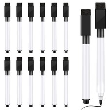 12 Pcs Black Dry Erase Markers, Whiteboard Dry Erase Markers Fine Tip Small M...