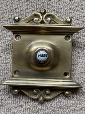 VINTAGE ANTIQUE SOLID BRASS DOOR BELL PUSH BUTTON HEAVY ORNATE VGC