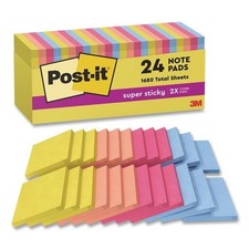 Post-it Notes Sticky Note Pads, 3" x 3", 70 Sheets/Pad, 24 Pads/Pack
