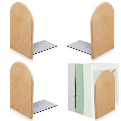 4 Stück Buchstütze mit rundem Kopf aus Buche, 13x10.5x8cm Buchstütze Holz, Bu...