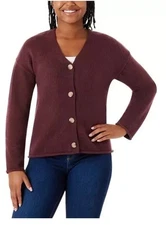 Member's Mark Women's V-Neck Cardigan Size XXL Black Crimson Burgundy 