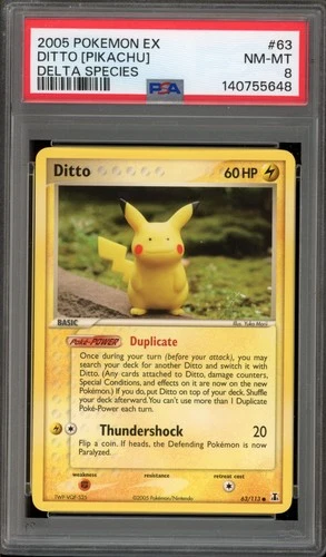 Pokemon Ditto [Pikachu] EX Delta Species #63 PSA 8