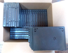LOT OF 50 BLACK EMPTY 6 DVD DISC CASES WITH CLEAR SLEEVES, STD.  WIDE - EUC