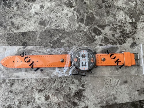 Reloj Deportivo Para Hombre con Correa de Cuero Color Naranja En Negreo - Picture 10 of 11