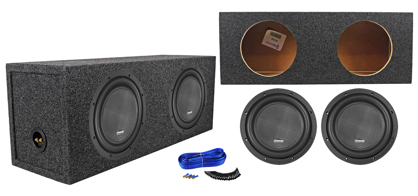 2) American Bass XR-10D2 мощностью 2000 Вт, 10 автомобильных аудиосистемных сабвуферов + Герметичный корпус Sub Box