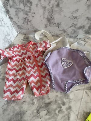 You and Me Baby Doll Purple Doll Carrier And Striped Outfit Jumper