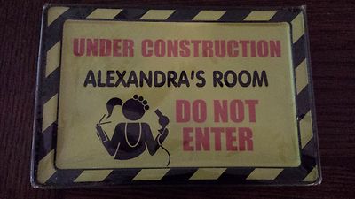 Girls Under Construction Kids' Room Tin Name Plate Sign 5x7 - Assorted Names