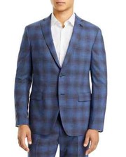 John Varvatos L86217 Blue Plaid Star Usa Bleecker Slim Fit Suit Jacket Sz 42R