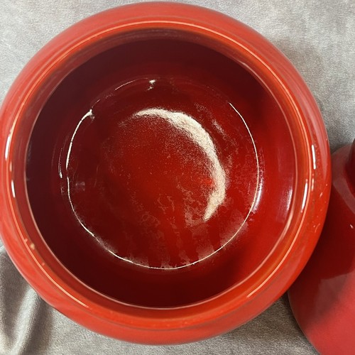 Mamma Ro MammaRo Red Coffee Sugar Tea Canister Container W/ Wood Lid 6.5” Italy - Picture 4 of 7