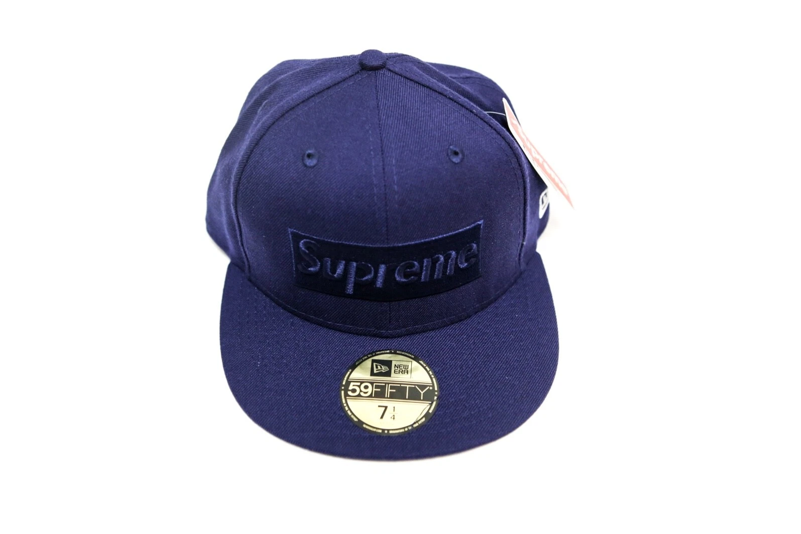 Chapeau Supreme New Era ton 1/4 boîte logo bleu