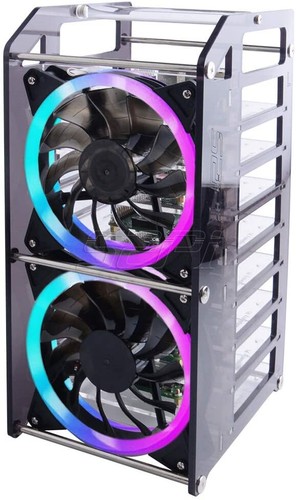 Cluster Stackable Rack Case with Cooling LED Fan for Raspberry Pi Jetson Nano - Picture 13 of 17