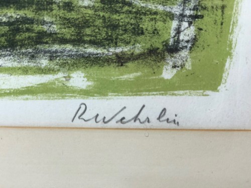Vintage McM 50s 60s Mid century Charcoal litho Signed Framed R. Wehrlin 55/200 - Picture 3 of 11
