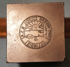 1970 TWO RIVERS COUNCIL IL Neckerchief Slide STEEL STAMPING DIE Robbins BSA76