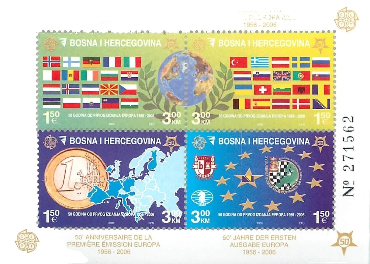 Multi-Color decimal bosnio y herzegovinian stamps