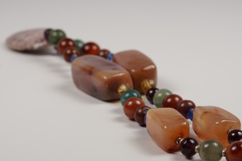 Colorful Multi Stone Beaded Necklace Agate Jasper Carnelian - Picture 5 of 10