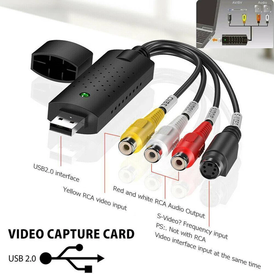 Video Capture Card VCR VHS to Digital DVD Converter Fit for Mac Windows 10 8 - Image 4 of 4