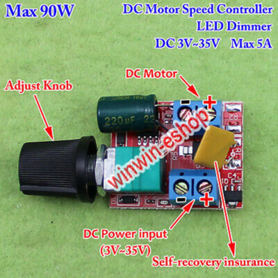 5A PWM DC Motor Speed Controller 3V~35V 5V 12V 24V Adjustable Switch LED Dimmer