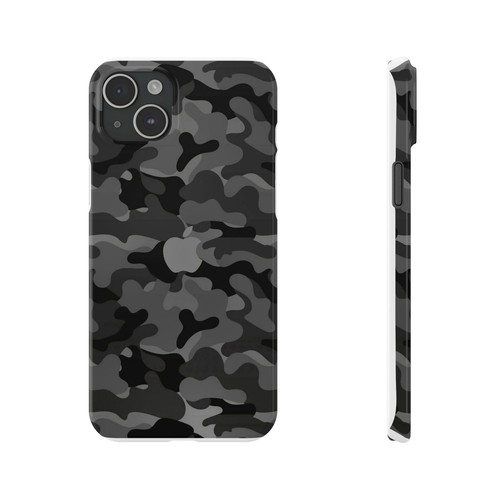 Funda delgada gris iPhone, diseño camuflaje premium, acabado brillante - Imagen 20 de 73