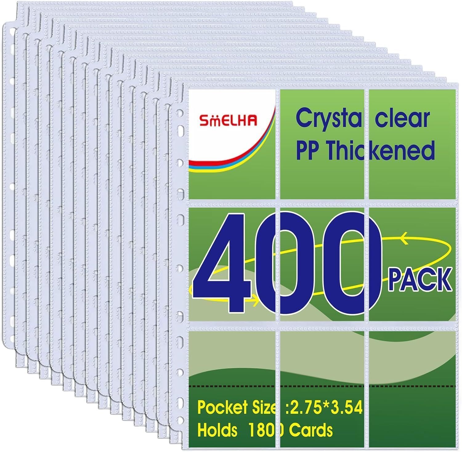 9 Pocket Page Protector, 400 Pack Trading Card Sleeve, Baseball Card Sheets f...
