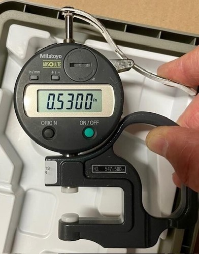 Mitutoyo 547-500 Digital Thickness Gage with Flat Anvil, Inch/Metric, 0-0.47" - Picture 6 of 9