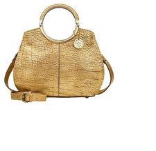 Patricia Nash ARIA LEATHER Double Ring GOLD Shopper  NEW Ret  229