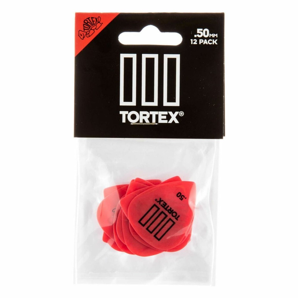 Dunlop 462P.50 Tortex TIII Guitar Picks, .50mm, Red, 12-Pack