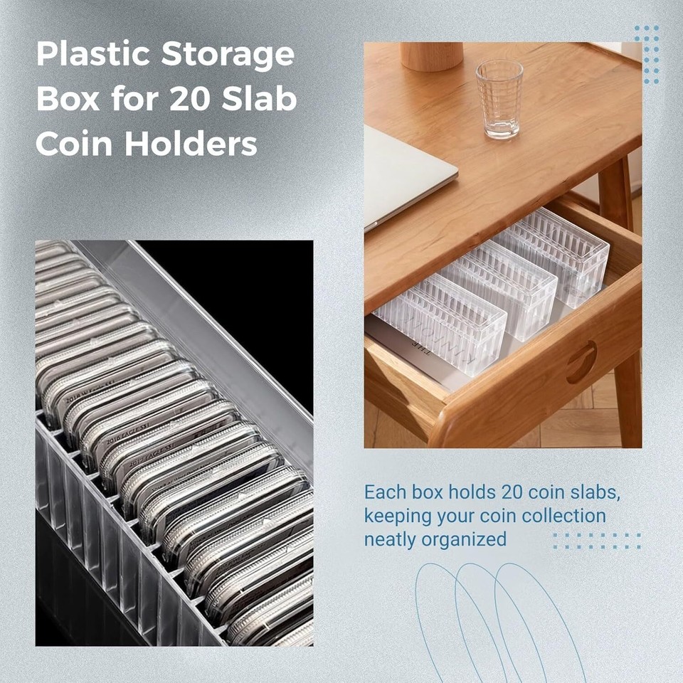 3x Transparent PC Coin Storage Case 20 Slab Coin Holder for PCGS NGC ...