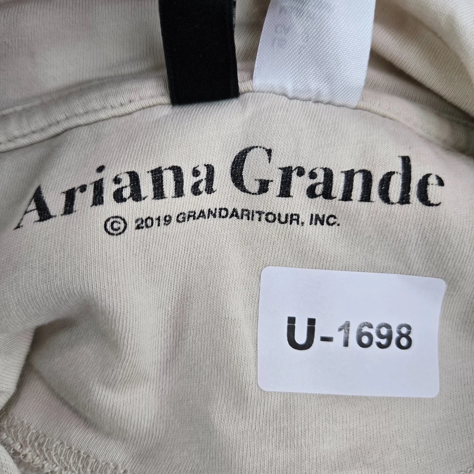 Sudadera Ariana Grande Mujer Grande Beige Gracias Siguiente Recortada Gráfica Sudadera con Capucha Foto 2 de 4