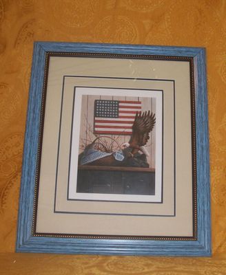 Gorgeous Blue Framed Eagle & American Flag Picture Frame is 17.25'' x 14.5''
