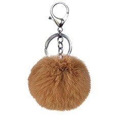 Pom Pom Keychain Artificial Fur Ball Keychains Fluffy Tote Pendant Dark Brown